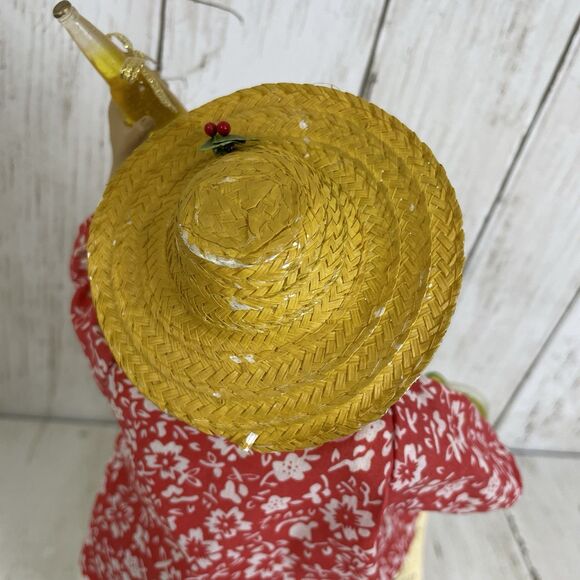 Kurt S. Adler Fabriche Santa Clause On Vacation With Drinks Figure Tropical Tree - Picture 7 of 10